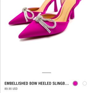ZARA Slingback heels with front embellished bow.